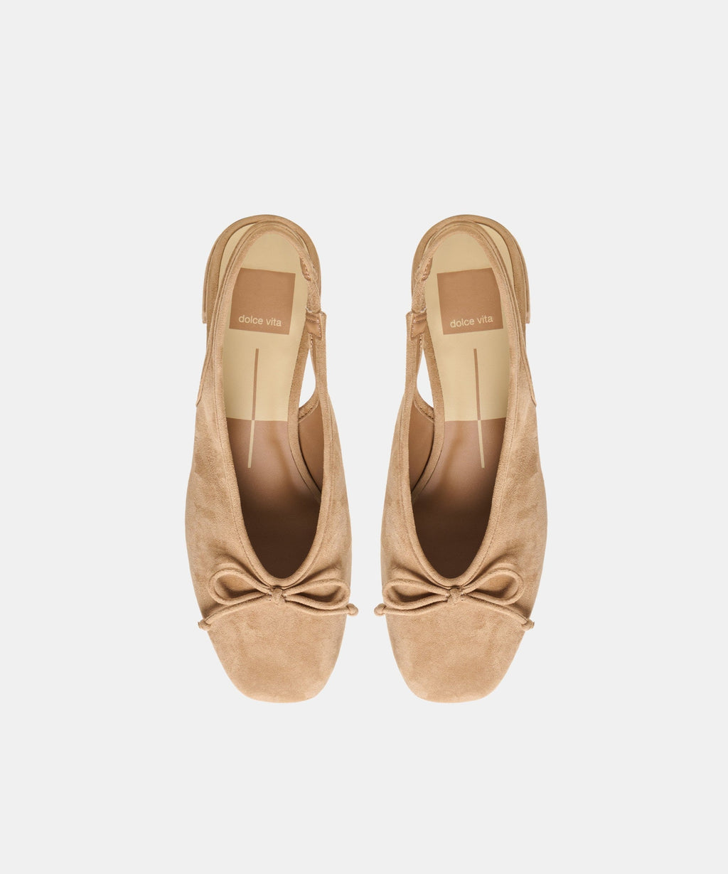 MARIEN MID HEELS LT BROWN SUEDE