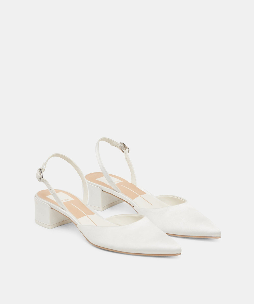 CAREL WIDE HEELS TRUE WHITE SATIN