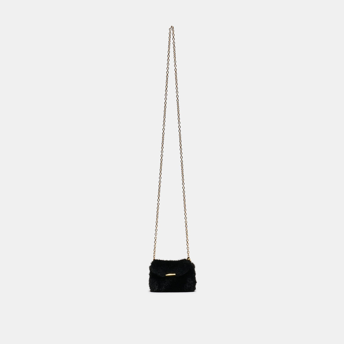 BRINDI CROSSBODY WALLET BLACK FAUX FUR