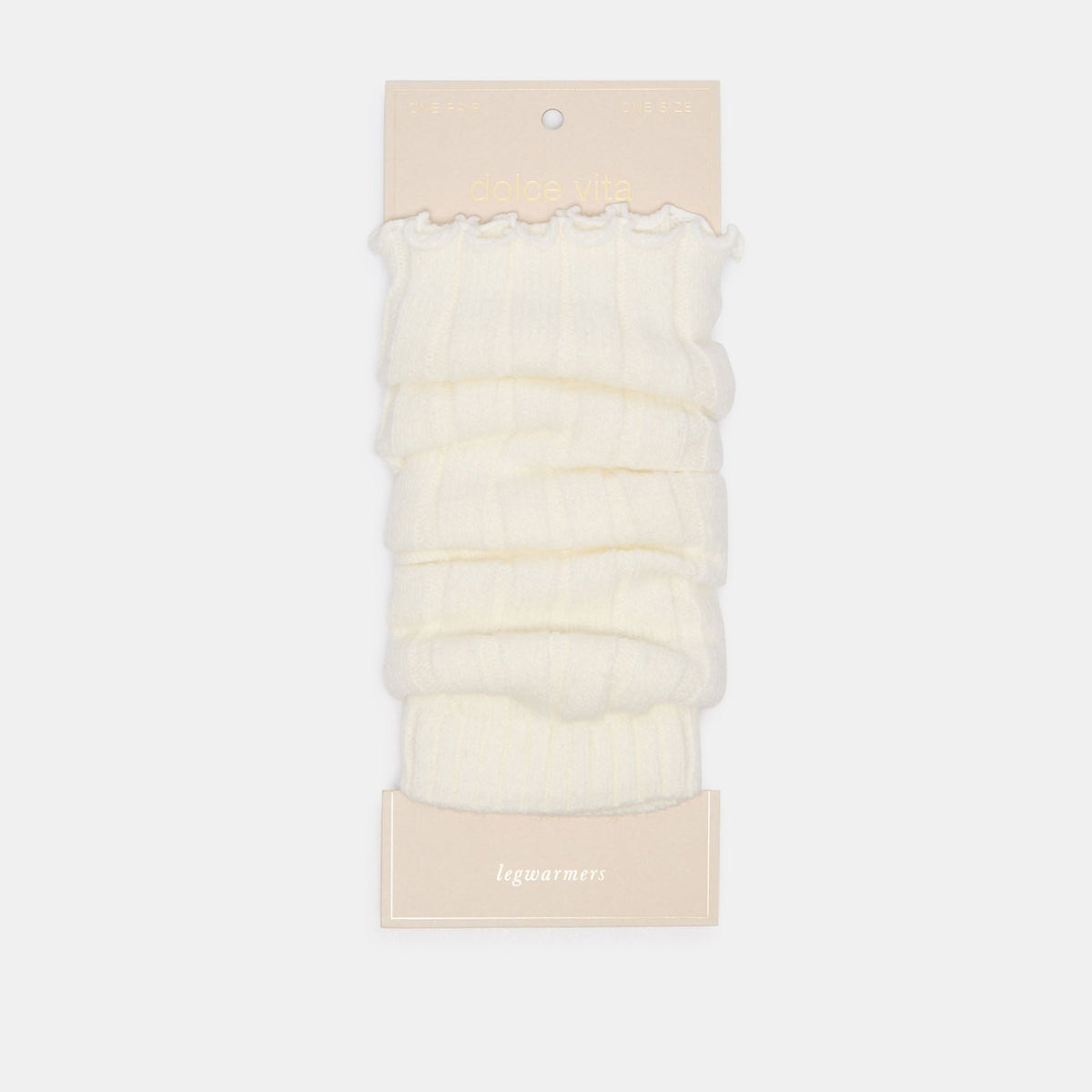 RIBBED LETTUCE EDGE LEG WARMER IVORY