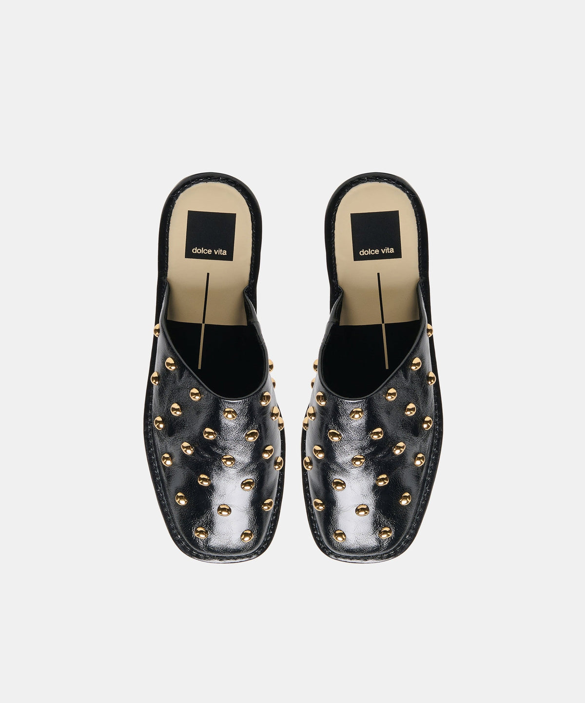 PHIRA STUD FLATS BLACK LEATHER
