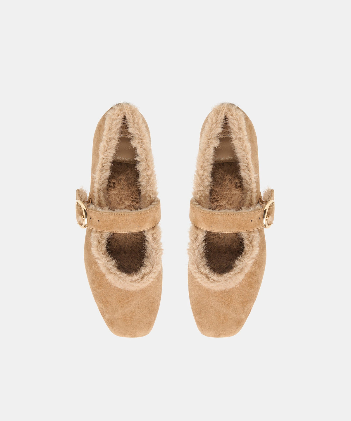 MELLA PLUSH BALLET FLATS LT BROWN SUEDE