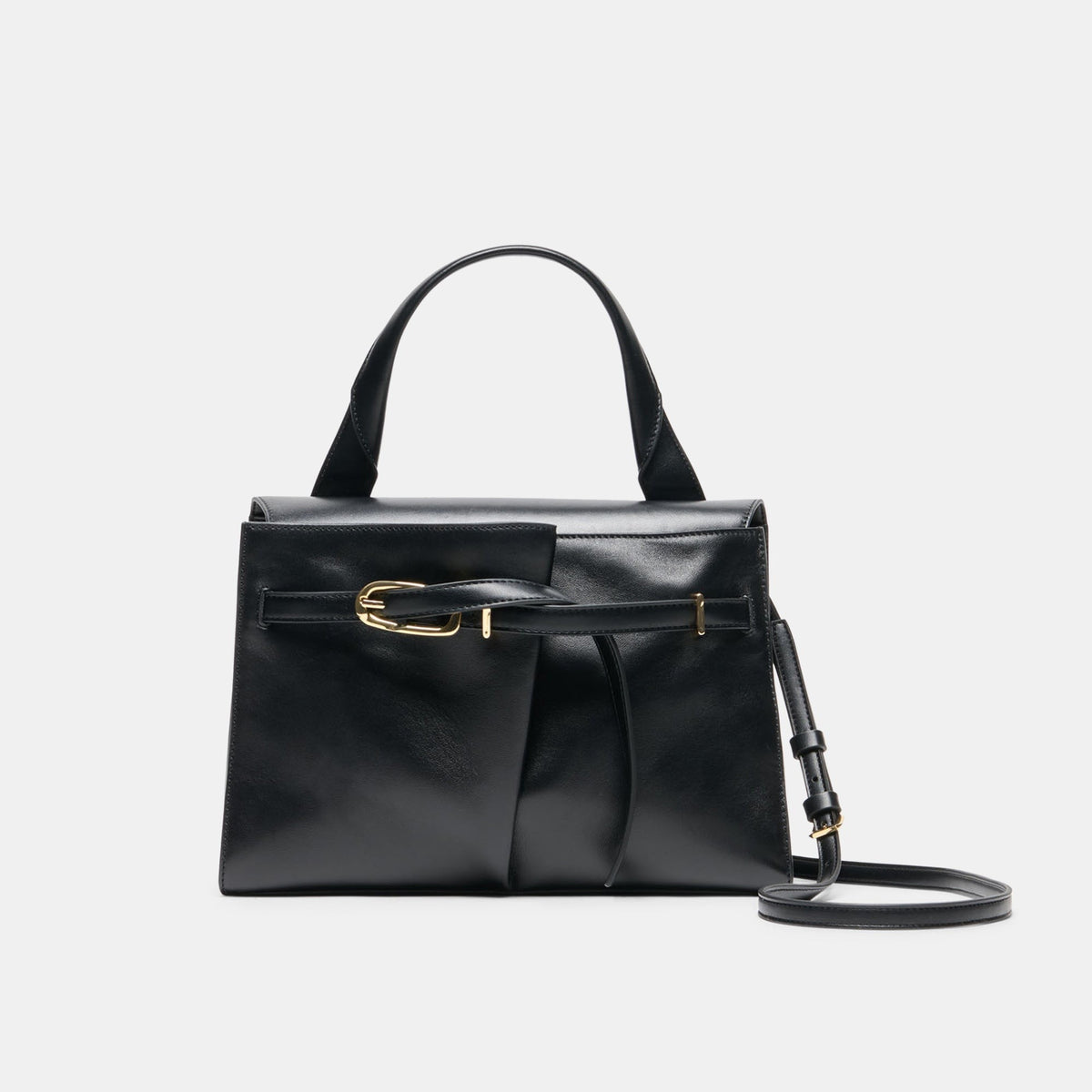 BORGO HANDBAG BLACK LEATHER