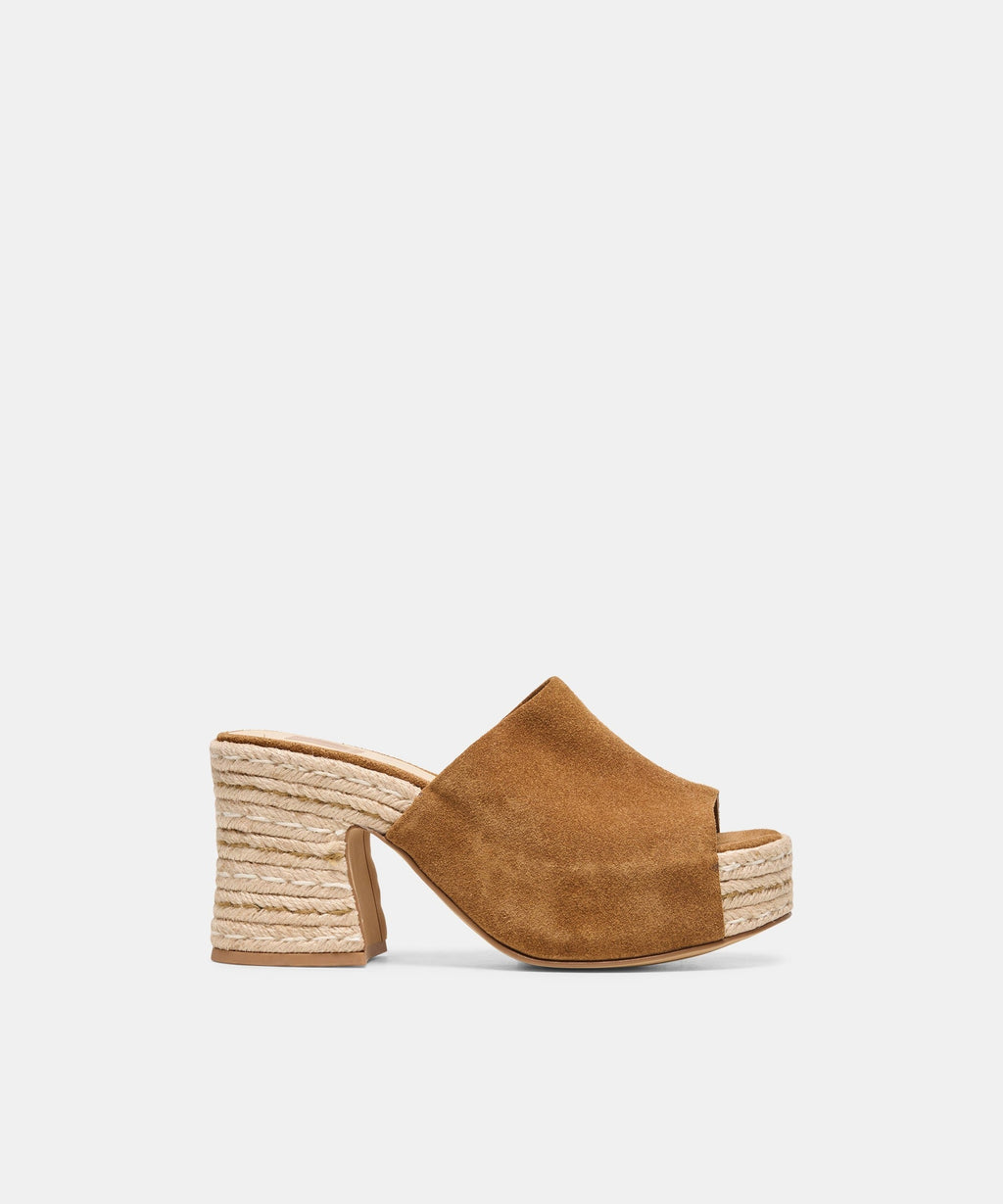 BOHDI ESPADRILLE HEELS LT BROWN SUEDE