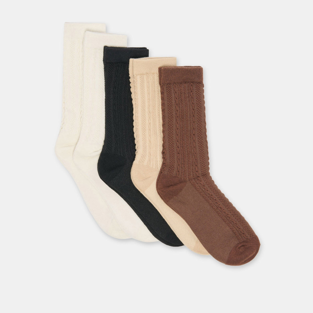 5 PACK MIXED TEXTURE CREW SOCKS TAN MULTI