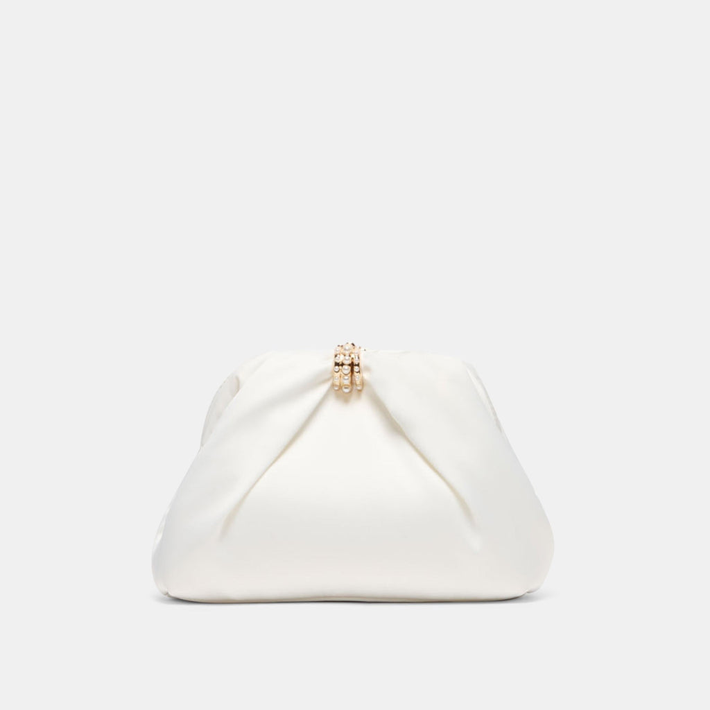 GLEAM CLUTCH WHITE SATIN