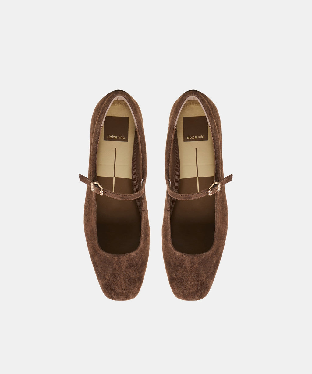 REYES BALLET FLATS DK BROWN SUEDE