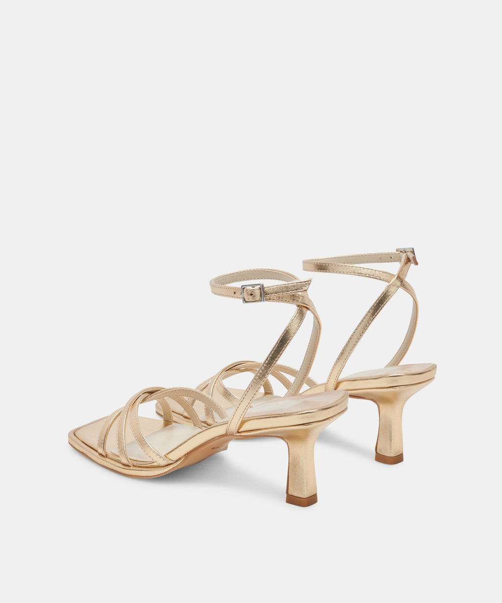 MANJI HEELS LIGHT GOLD METALLIC LEATHER
