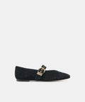 MIKELA BALLET FLATS ONYX PERFORATED SUEDE