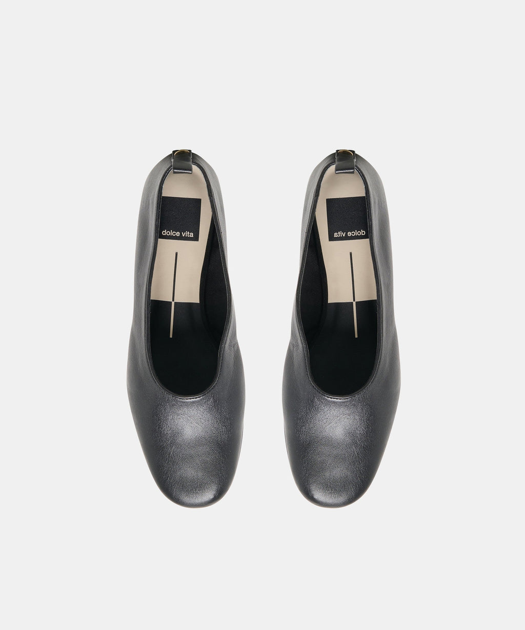 KORY BALLET FLATS BLACK LEATHER