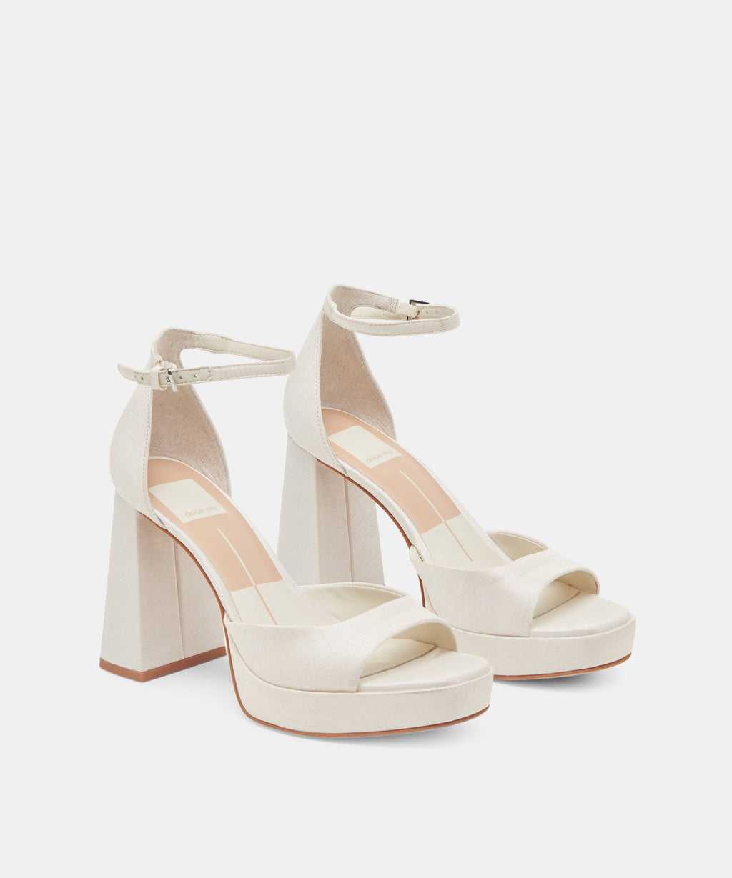 PANDRO HEELS WHITE SATIN