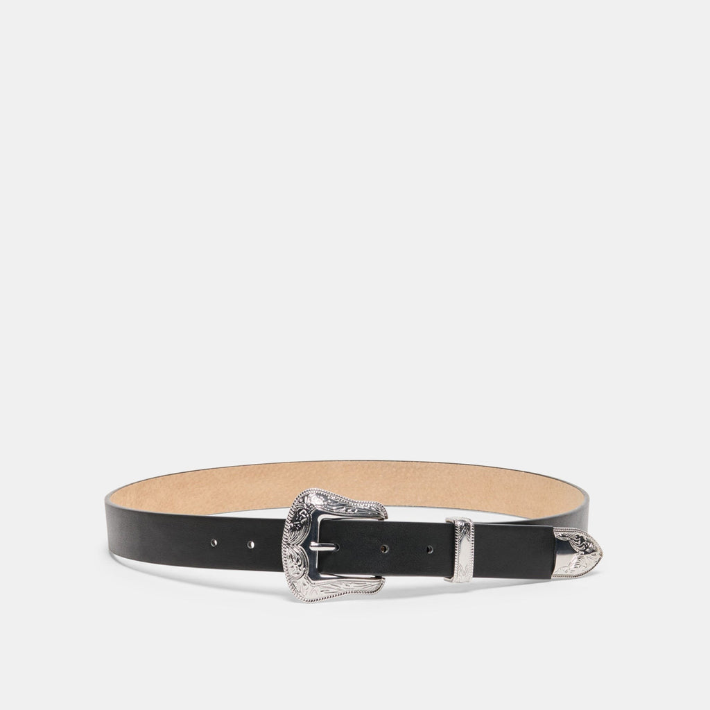 VINTAGE WESTERN BUCKLE BELT BLACK SILVER