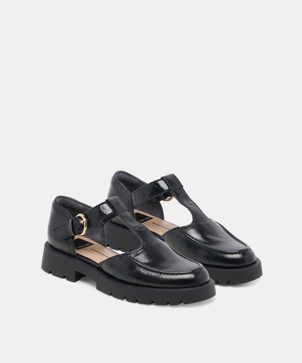 EMILIO FLATS MIDNIGHT CRINKLE PATENT LEATHER