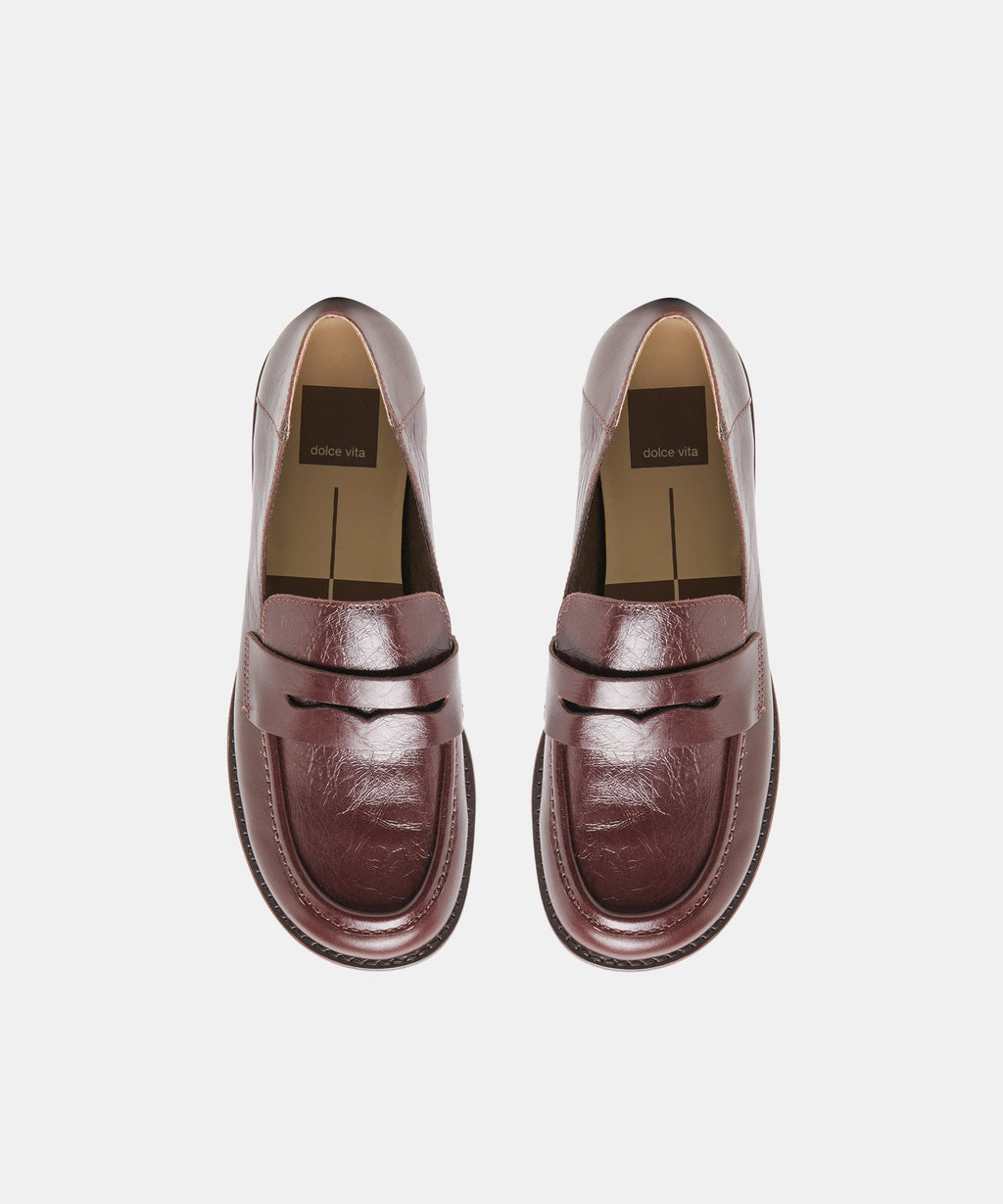 YASMYN LOAFERS COFFEE CRINKLE PATENT
