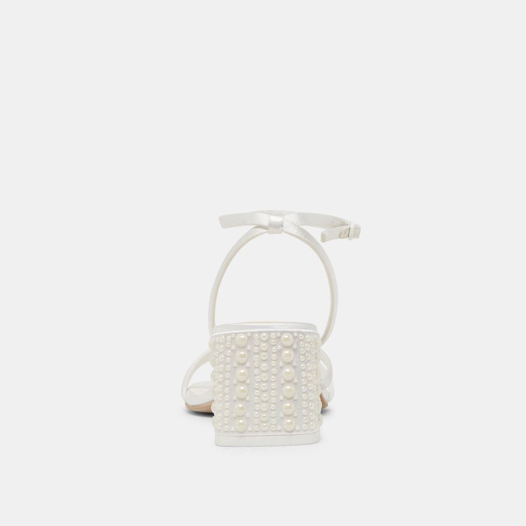 YSABEL PEARL HEELS TRUE WHITE SATIN