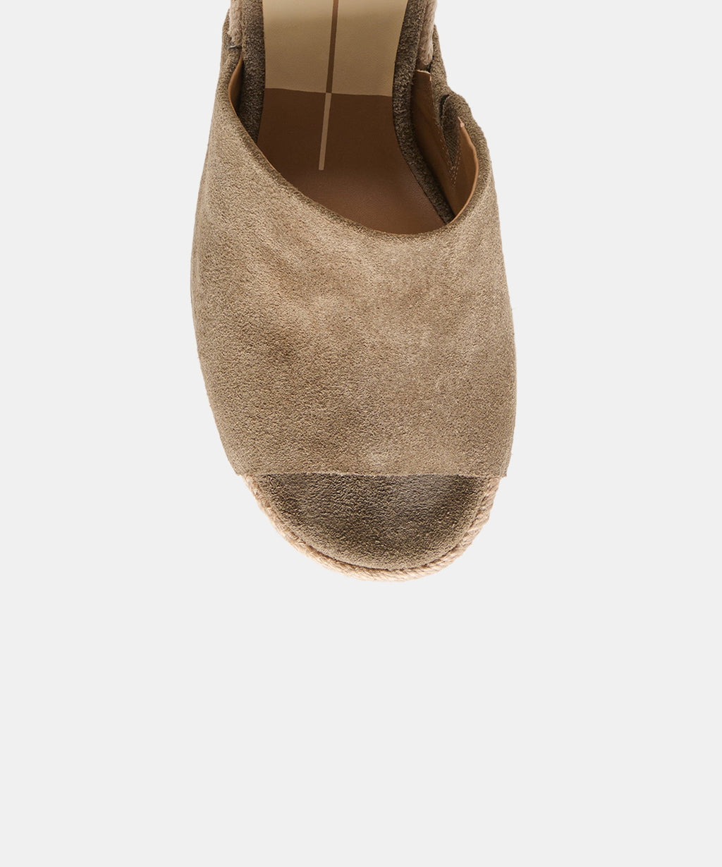 BOHDI ESPADRILLE HEELS OLIVE SUEDE