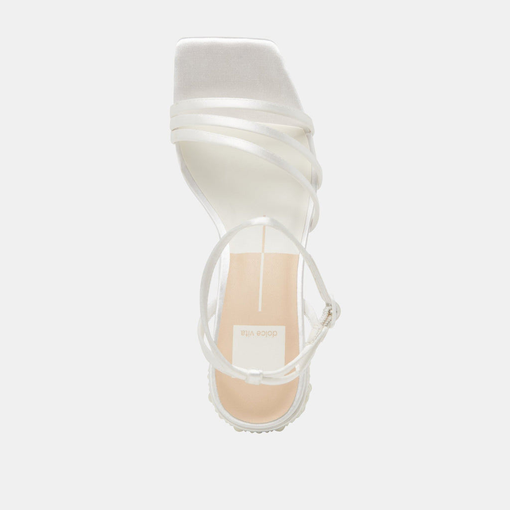 YSABEL PEARL HEELS TRUE WHITE SATIN