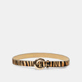 CHUNKY CURVED BUCKLE BELT TAN ZEBRA CALF HAIR