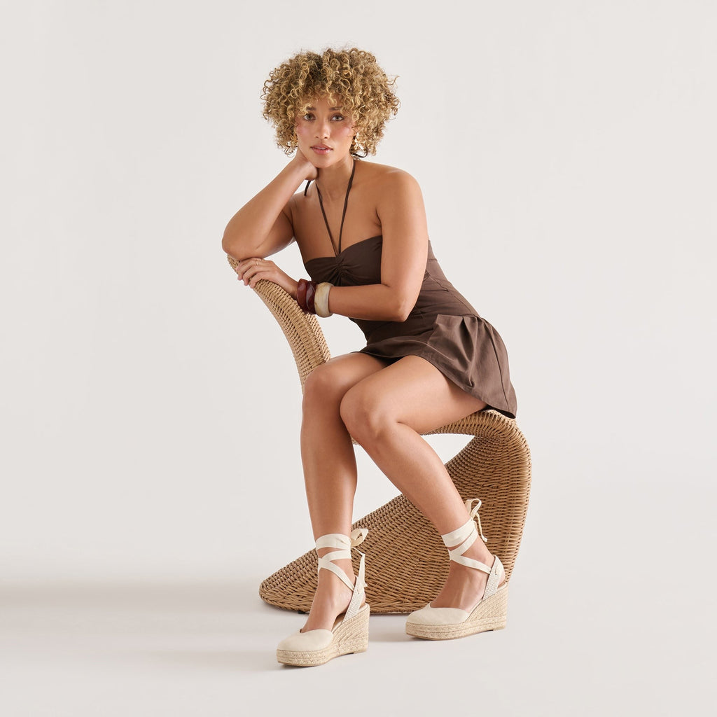NOURA WEDGES ECRU LINEN