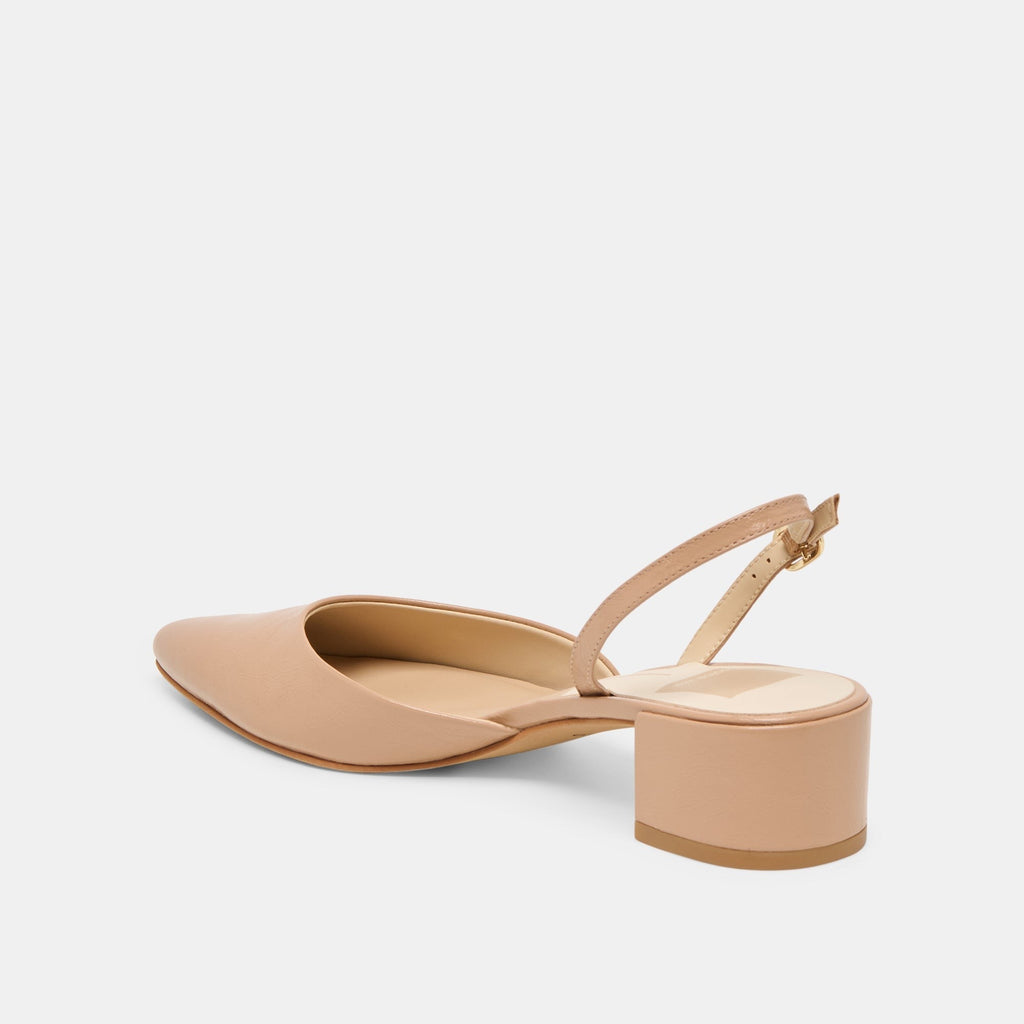 CAREL WIDE HEELS LT TAN CRINKLE PATENT LEATHER