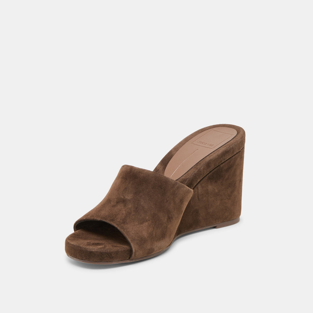 HOLTA WEDGES DK BROWN SUEDE