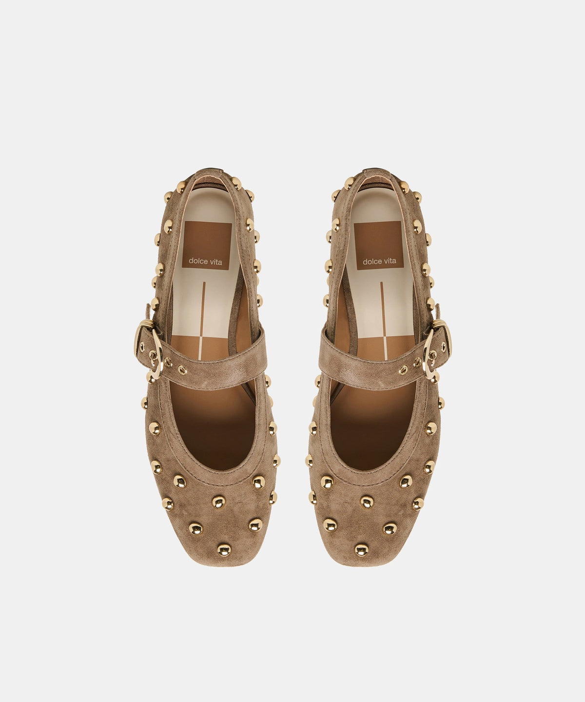 MIKEL STUD BALLET FLATS OLIVE SUEDE