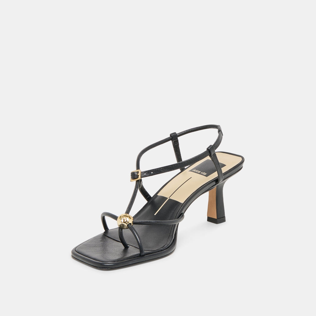 MYLEE WIDE HEELS BLACK LEATHER