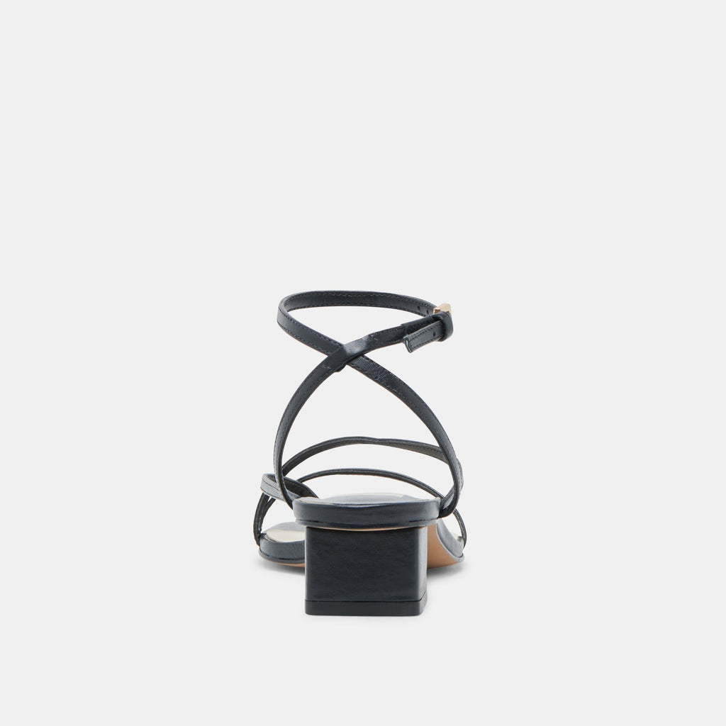 KARLOS WIDE SANDALS BLACK LEATHER