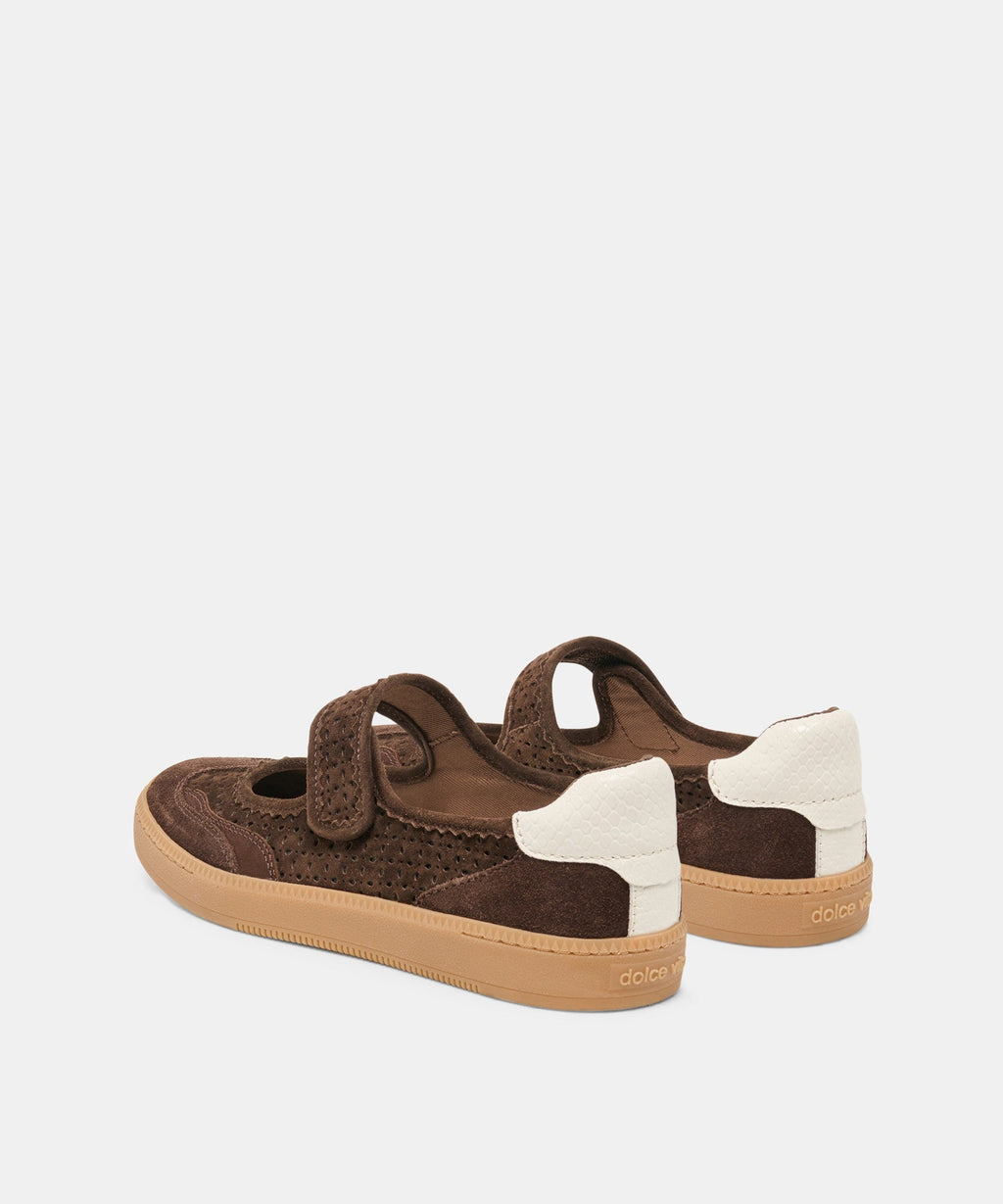 NANET SNEAKERS DK BROWN PERFORATED SUEDE
