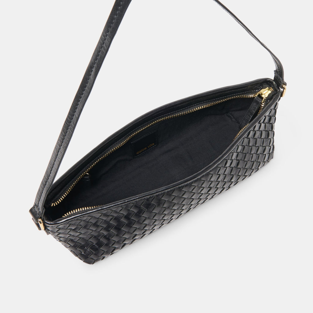 SAVAII WOVEN SHOULDER BAG BLACK WOVEN LEATHER