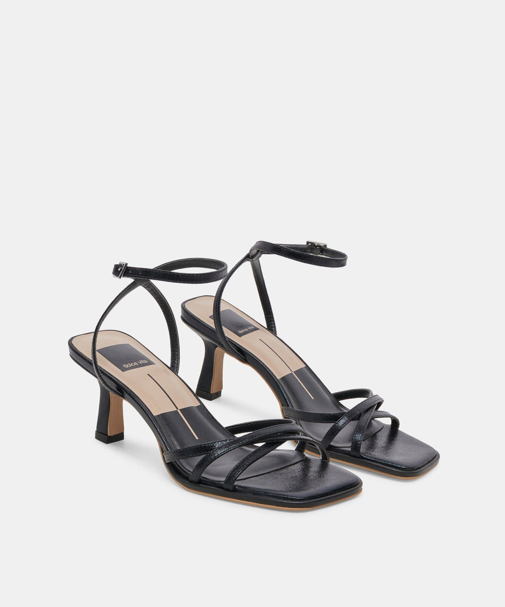 MANJI WIDE HEELS MIDNIGHT PATENT LEATHER