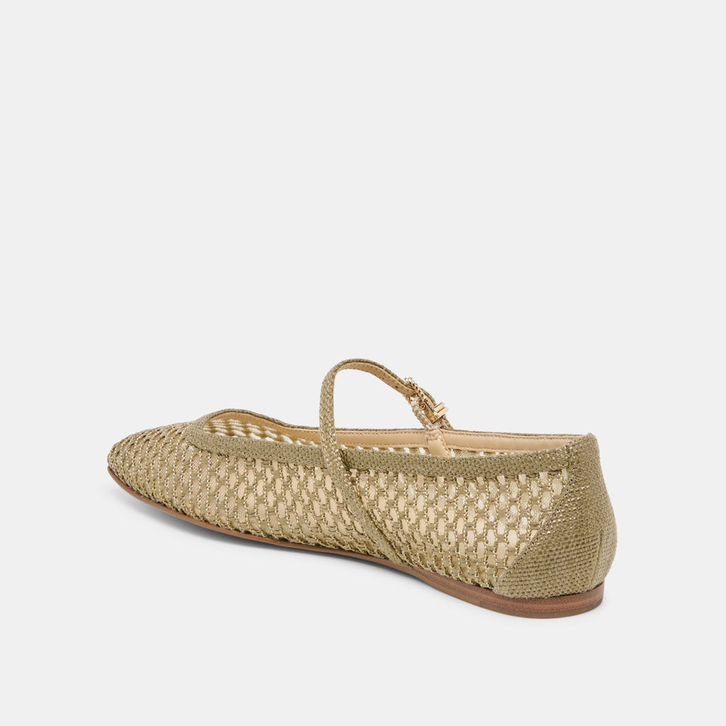 REYES BALLET FLATS OLIVE WOVEN RAFFIA