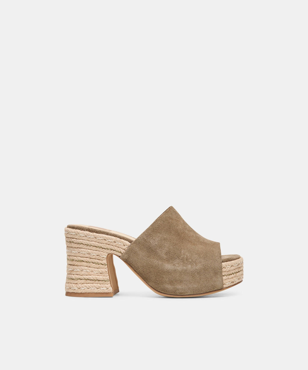 BOHDI ESPADRILLE HEELS OLIVE SUEDE
