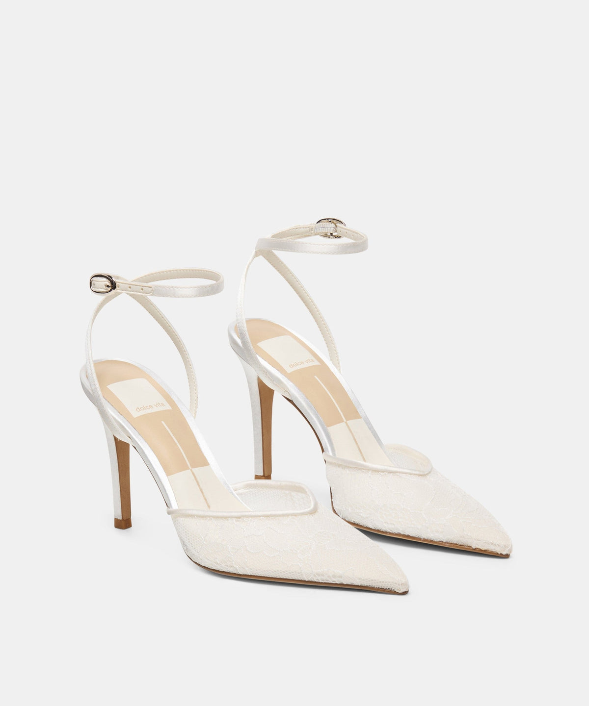 ELARA LACE HEELS WHITE LACE