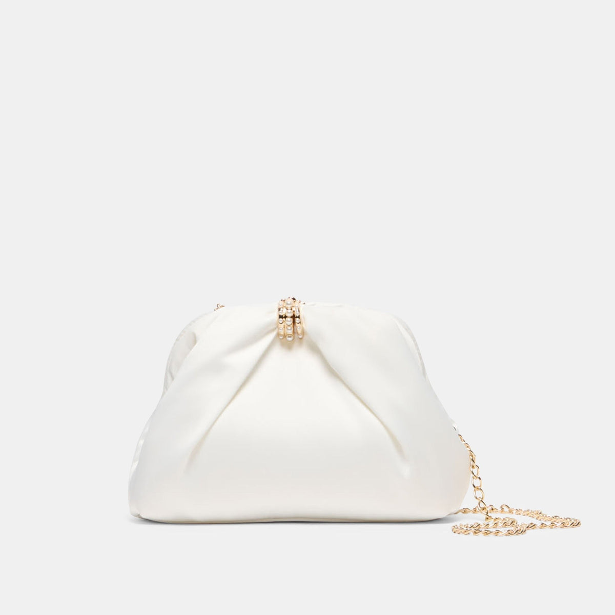 GLEAM CLUTCH WHITE SATIN