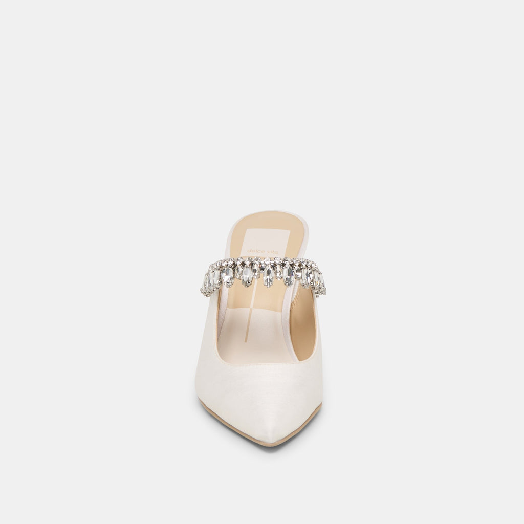 KELI CRYSTAL HEELS WHITE SATIN