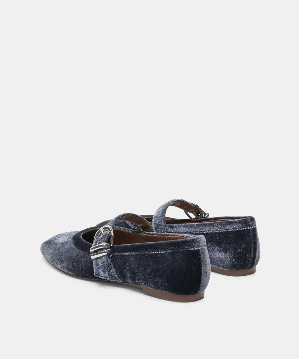 MIKEL VELVET BALLET FLATS NAVY VELVET