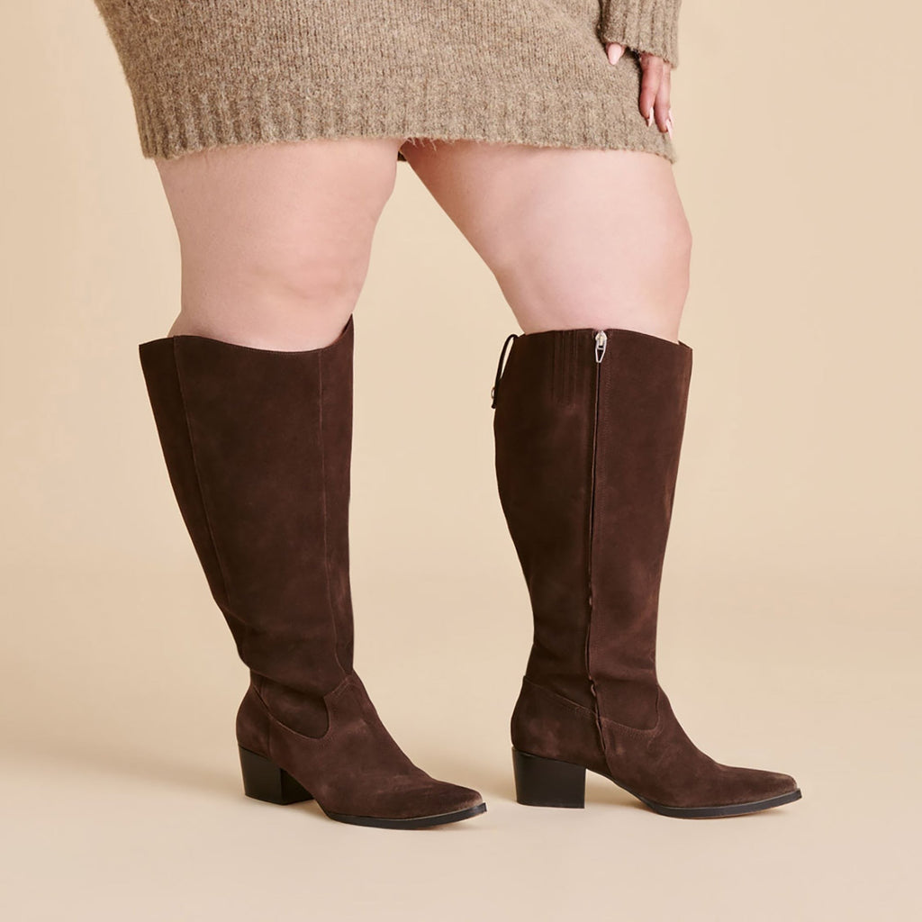 VIRONA H2O EXTRA WIDE CALF BOOTS DK BROWN SUEDE