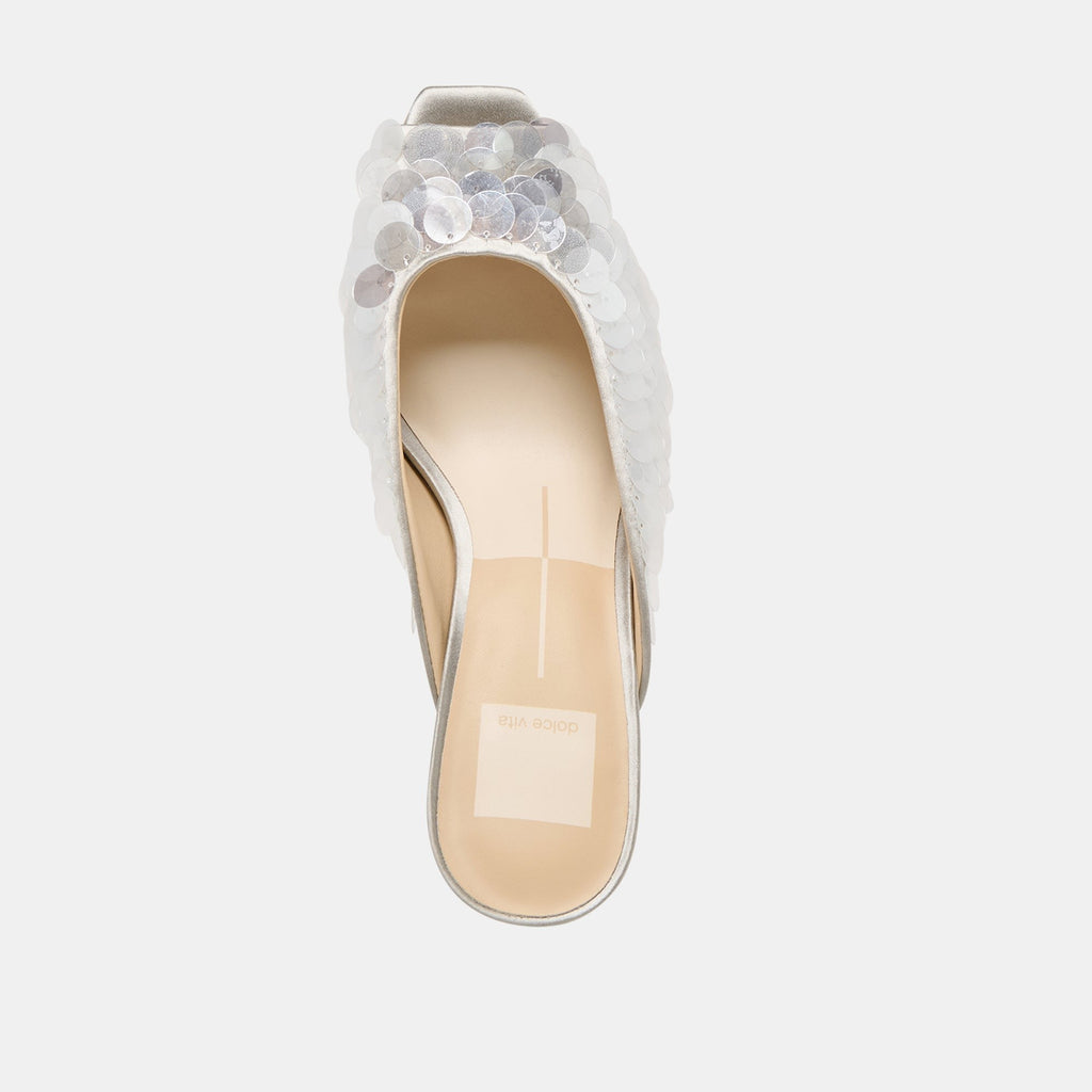 SAMARY CONFETTI HEELS SILVER SATIN