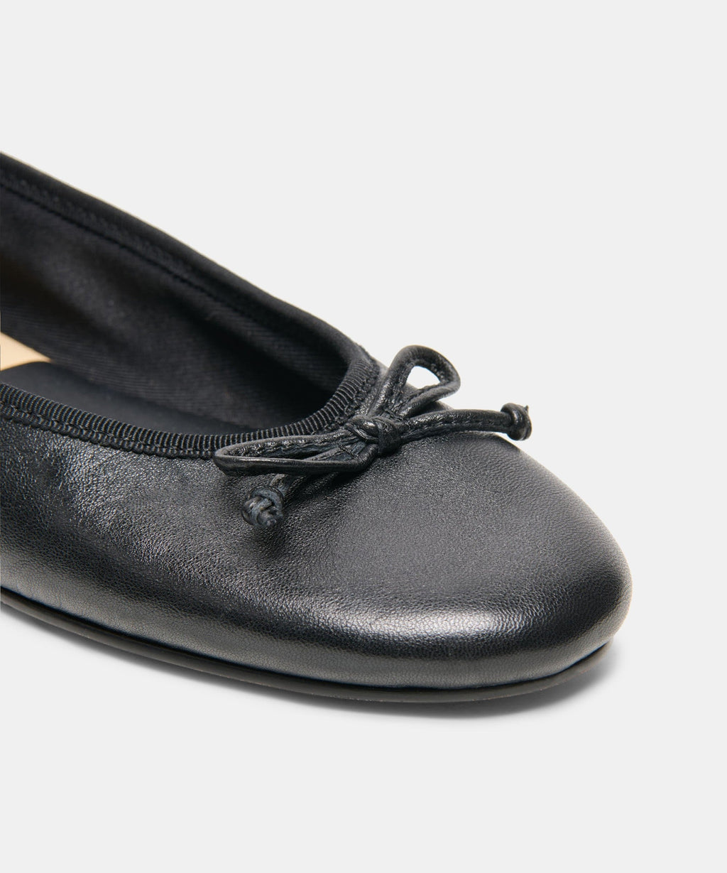 RITLA WIDE BALLET FLATS BLACK LEATHER