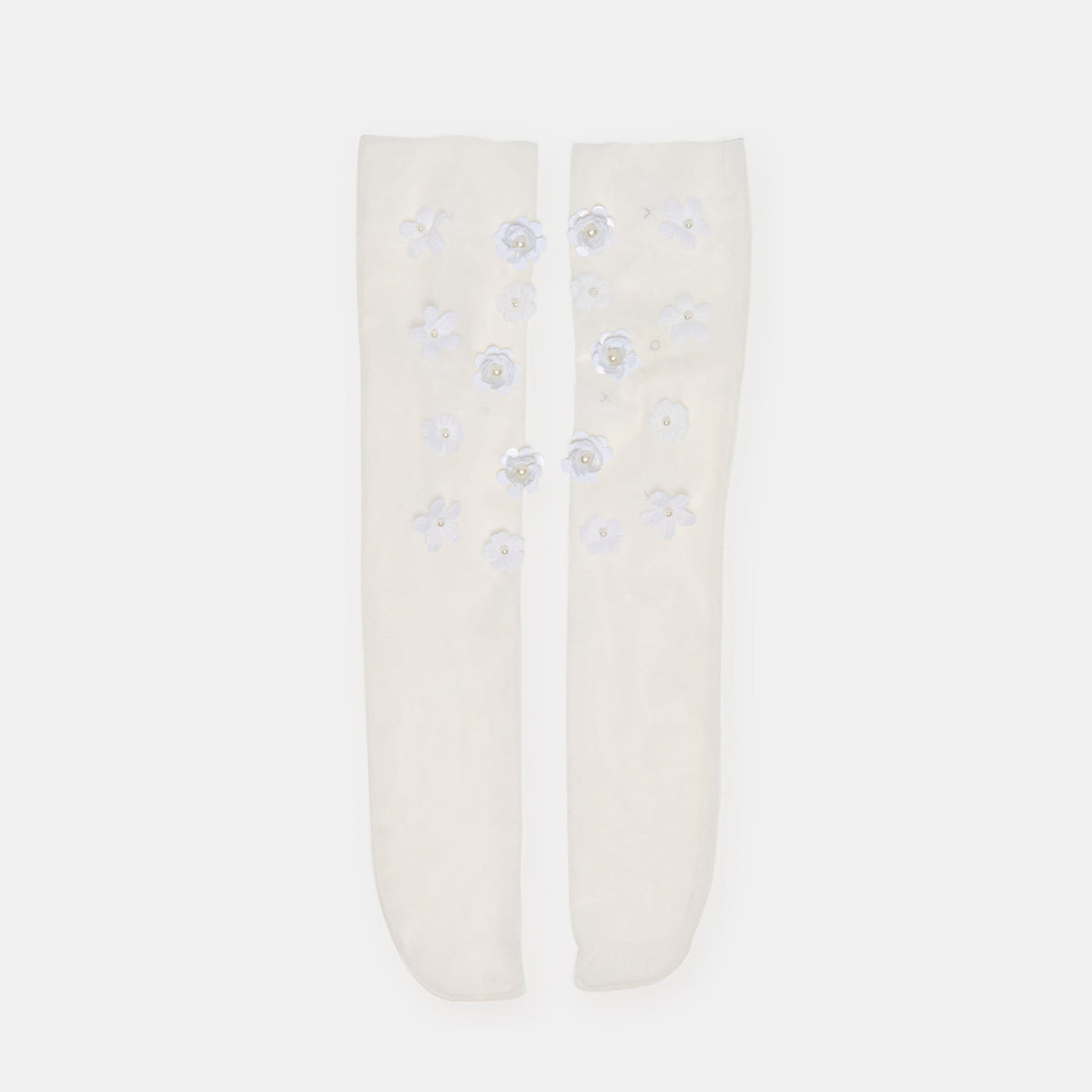 FLORAL CHIFFON SLOUCH SOCKS WHITE