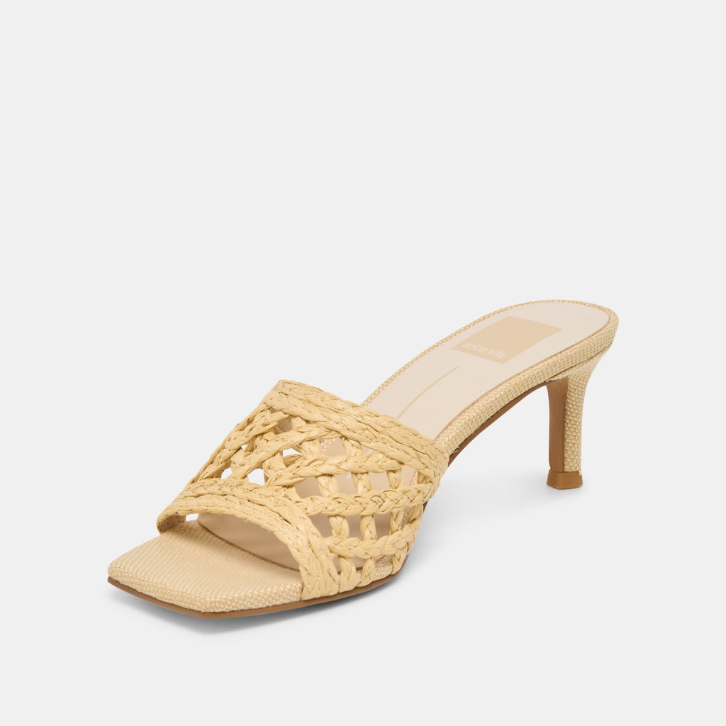 BOWEN HEELS LT NATURAL RAFFIA