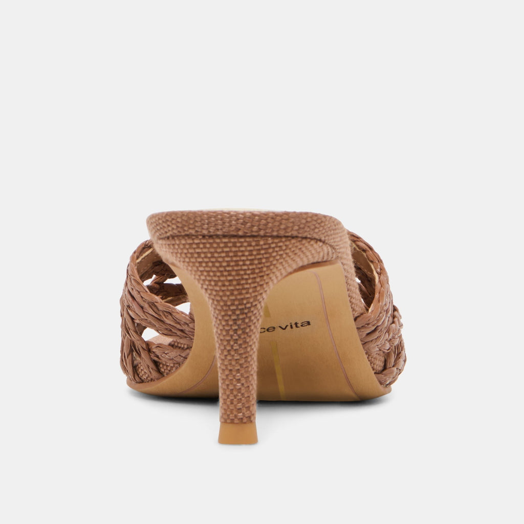 BOWEN HEELS COGNAC RAFFIA