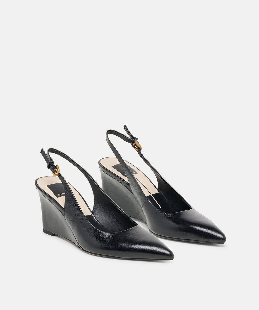 EVELAN WEDGES BLACK LEATHER