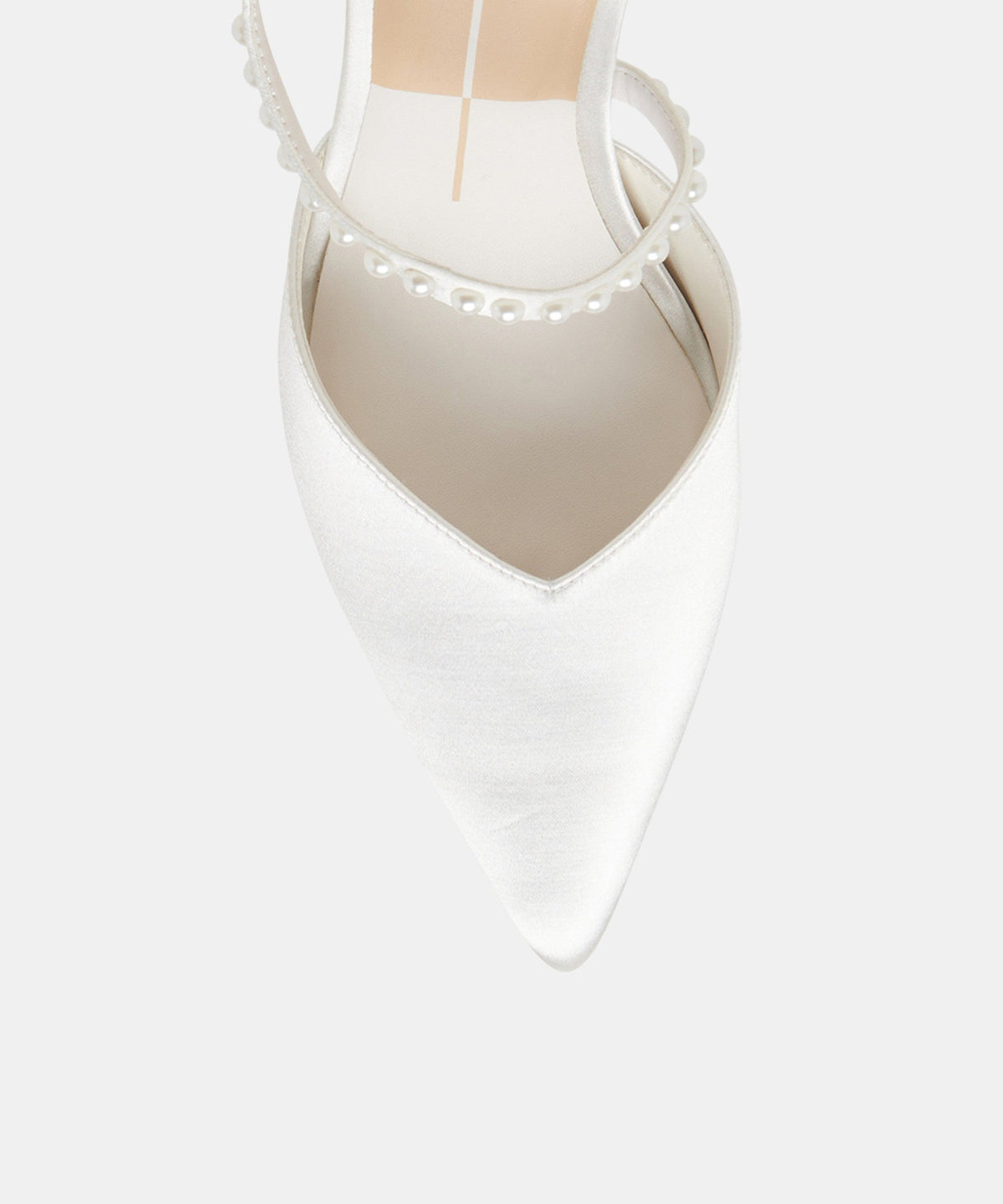 KAMRA PEARL HEELS TRUE WHITE SATIN