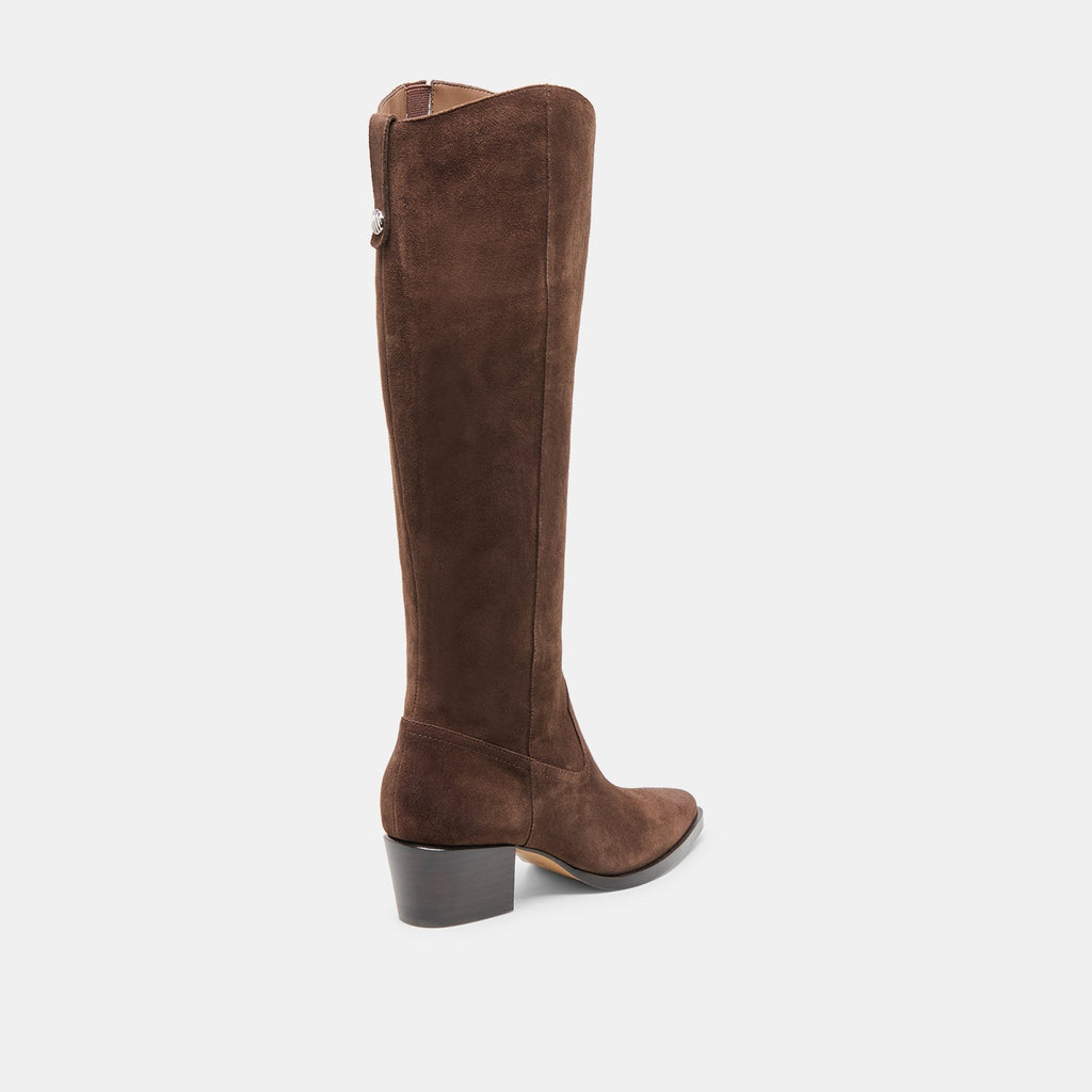 VIRONA H2O EXTRA WIDE CALF BOOTS DK BROWN SUEDE