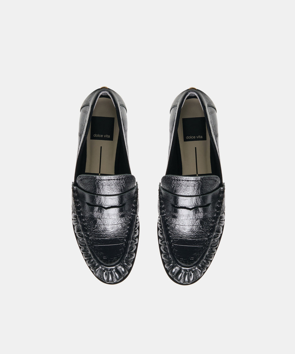 BAXEN LOAFERS NOIR EMBOSSED LEATHER