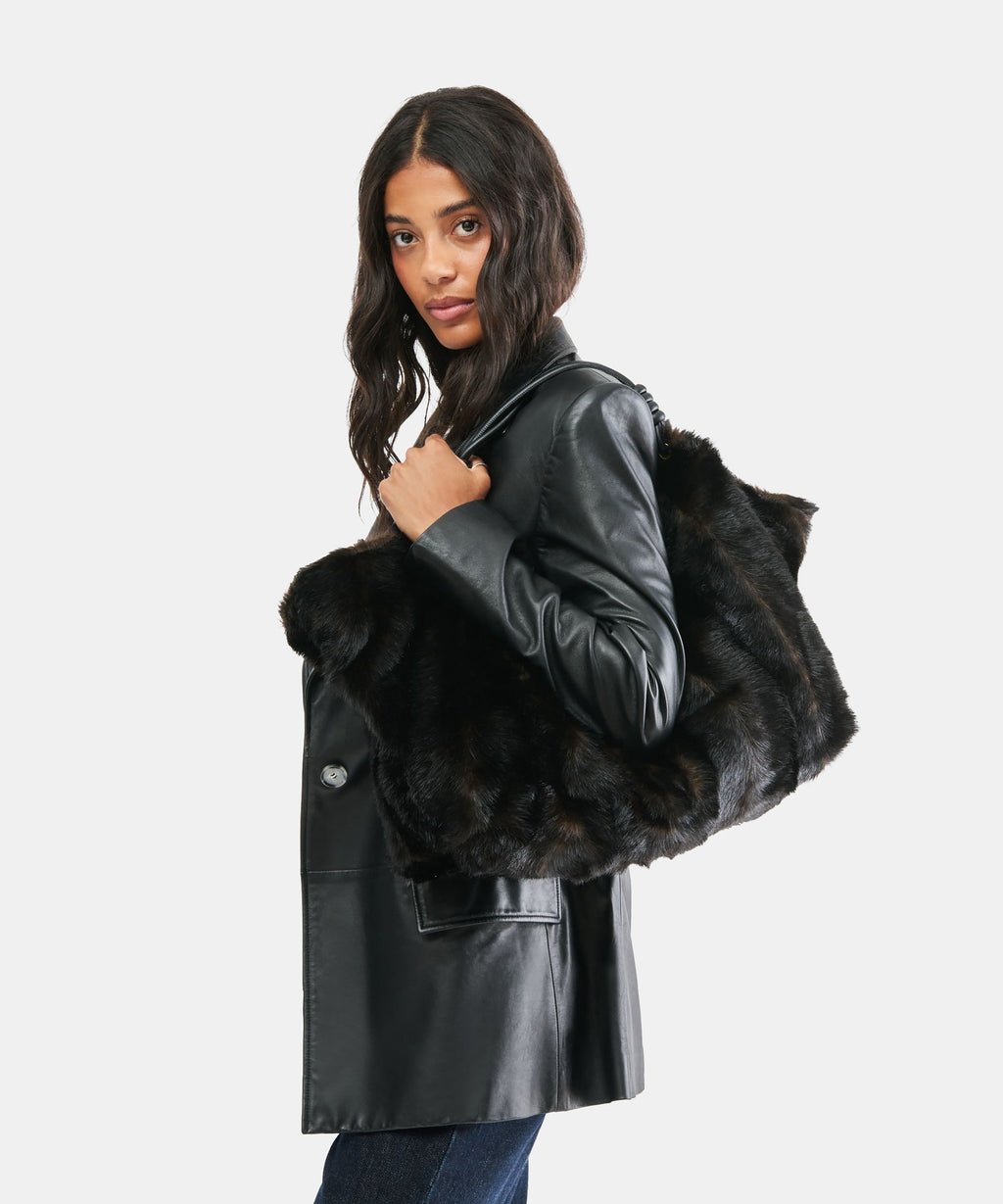 LILEE TOTE ESPRESSO FAUX FUR