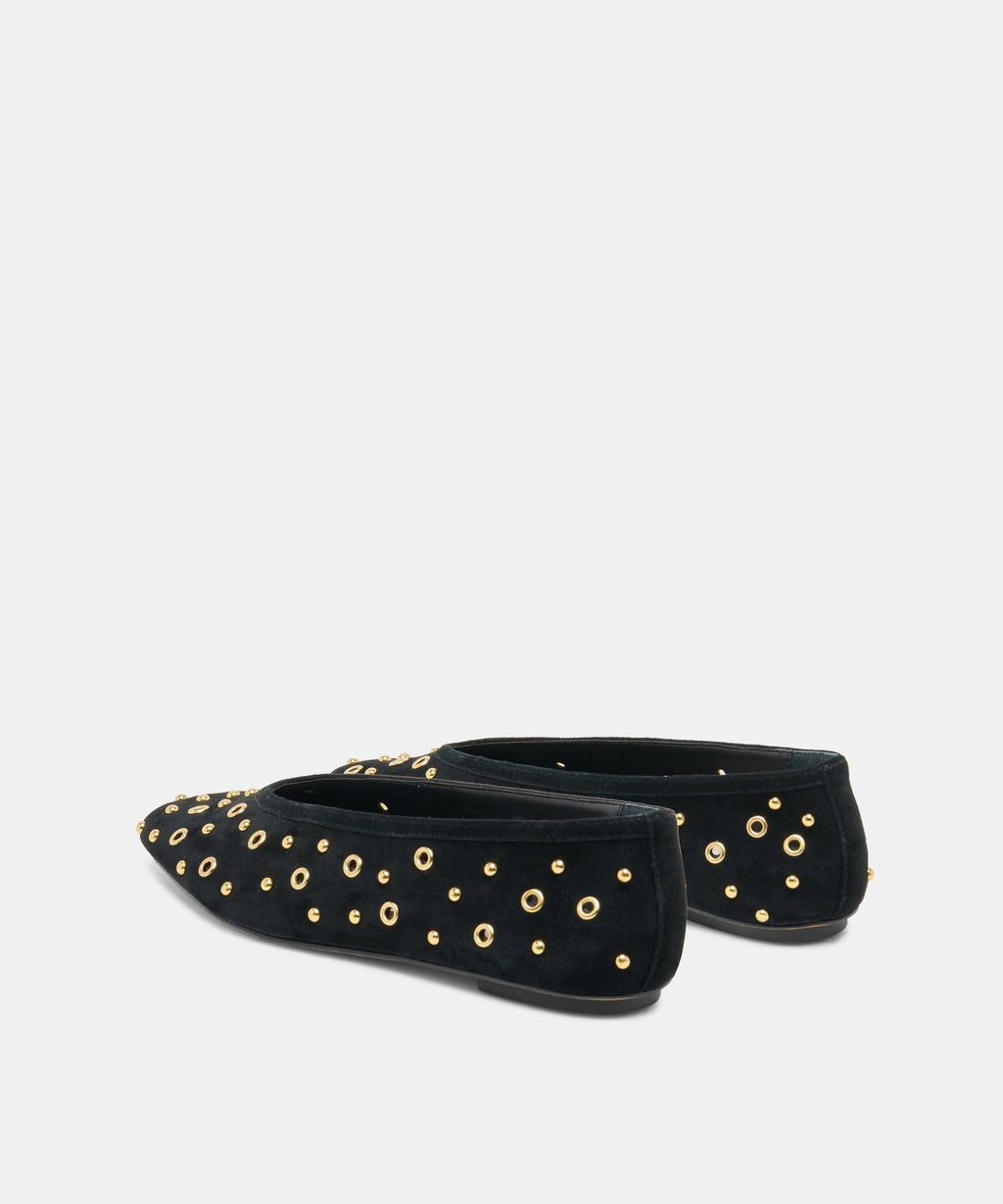 CARET STUD BALLET FLATS ONYX SUEDE