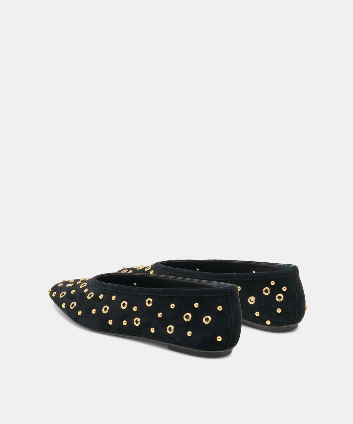 CARET STUD BALLET FLATS ONYX SUEDE